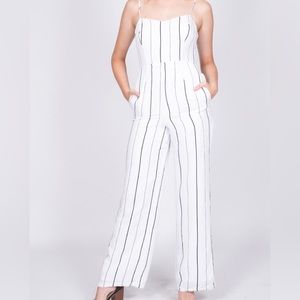 Lush Striped Jumpsuit With Tie in Back